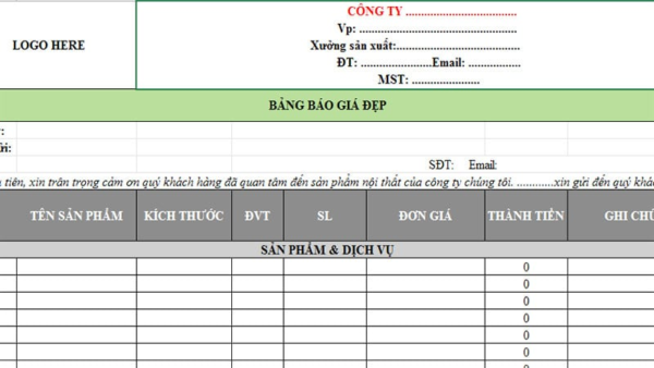 mẫu bảng báo giá vật liệu xây dựng mẫu bảng báo giá vật liệu xây dựng
