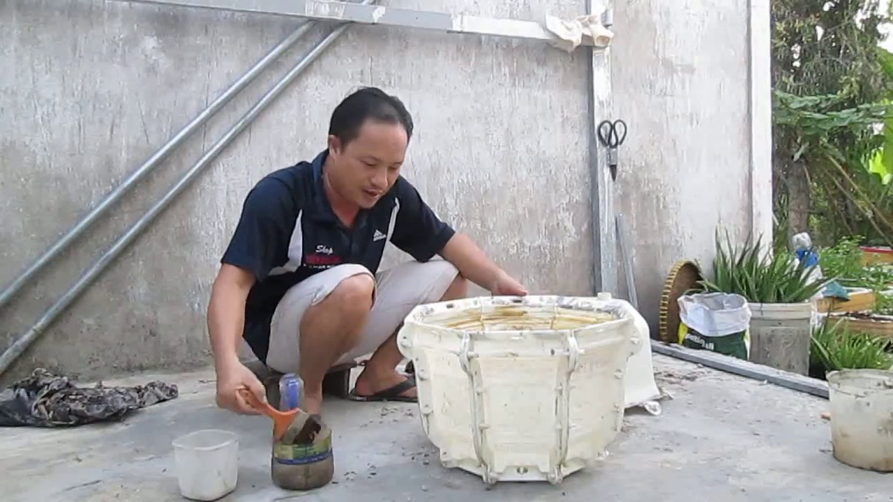 làm chậu cảnh từ xi măng cách làm chậu xi măng hình chữ nhật