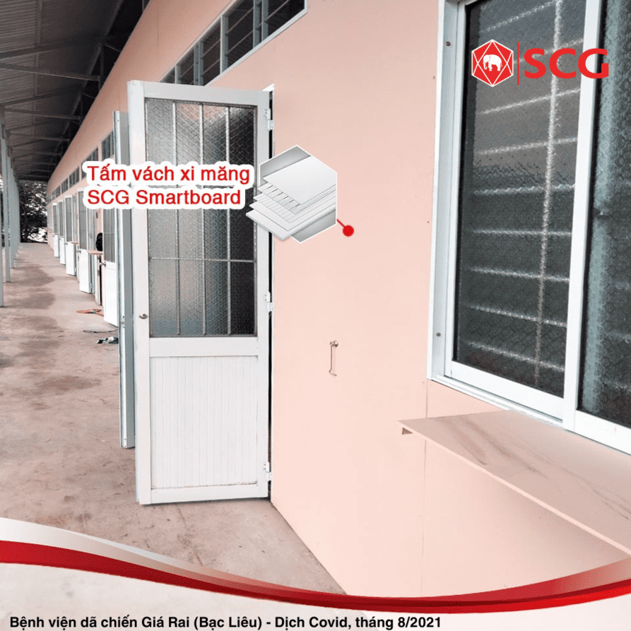 Công trình sử dụng tấm xi măng SCG Smartboard: Bệnh viện dã chiến Giá Rai (Bạc Liêu) - Dịch Covid Tháng 8/2021